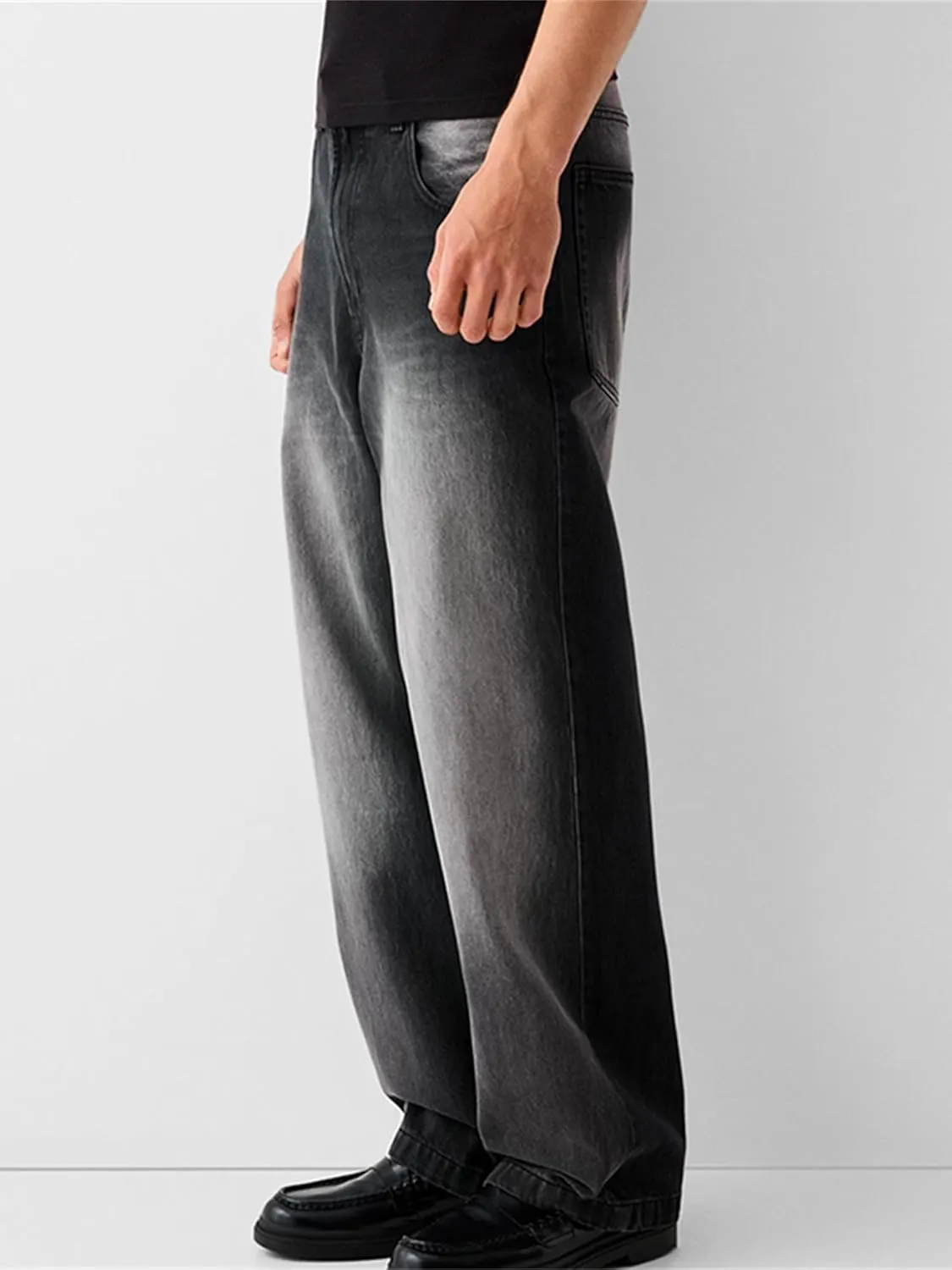 Sunloudy Men Baggy Jeans Relaxed Fit Wide Leg Denim Pants Vintage Hip Hop Straight Wide Leg Jeans Trousers Streetwear