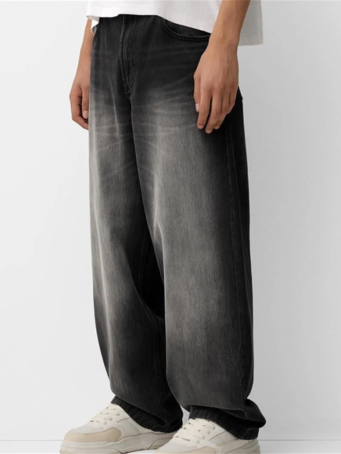 Sunloudy Men Baggy Jeans Relaxed Fit Wide Leg Denim Pants Vintage Hip Hop Straight Wide Leg Jeans Trousers Streetwear