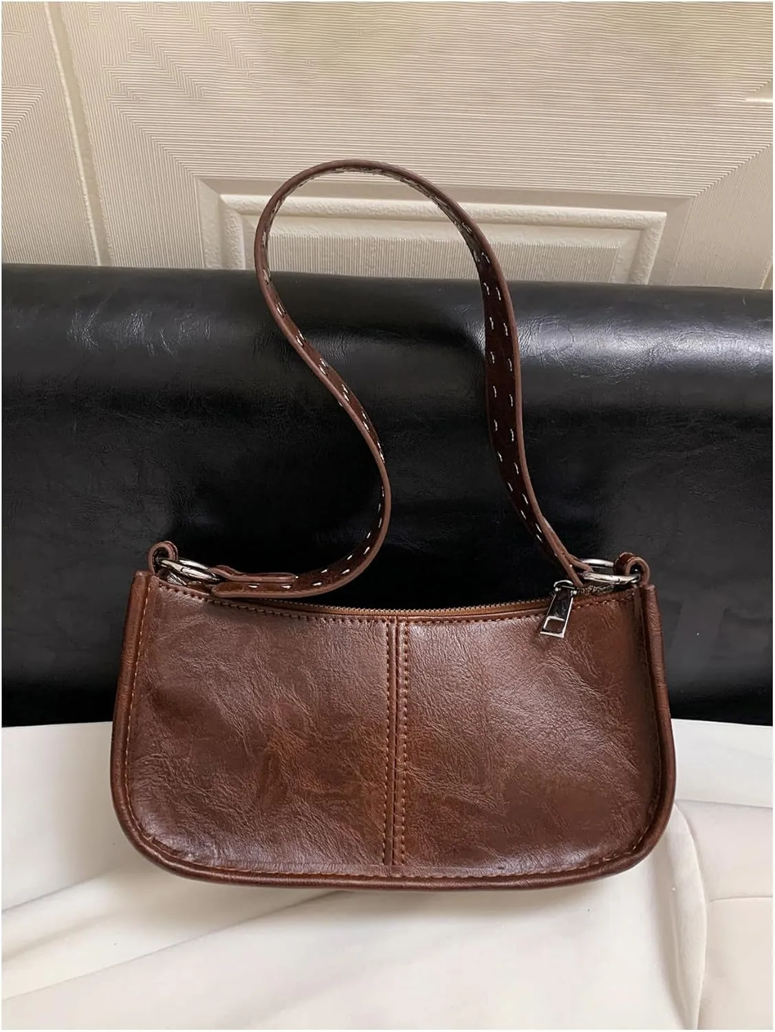 SweatyRocks Women's PU Leather Studded Zipper Shoulder Bag Top Handle Casual Crossbody Bag