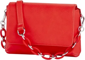 Sydney Love Vegan Leather Flap Shoulder Bag with Resin Chain Link Strap