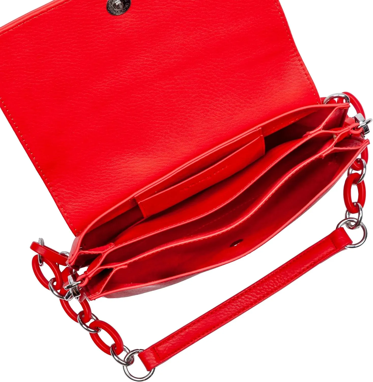 Sydney Love Vegan Leather Flap Shoulder Bag with Resin Chain Link Strap
