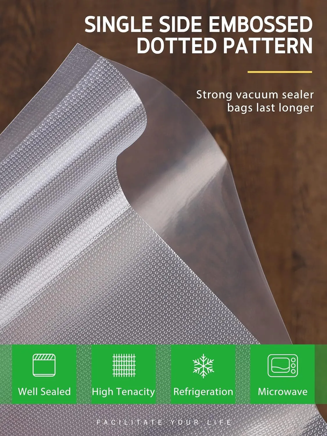 Syntus Vacuum Sealer Bags for Food, 4 Rolls 8" x 50' Commercial Grade Bag Rolls, BPA Free Food Vac Bags for Storage, Meal Prep or Sous Vide