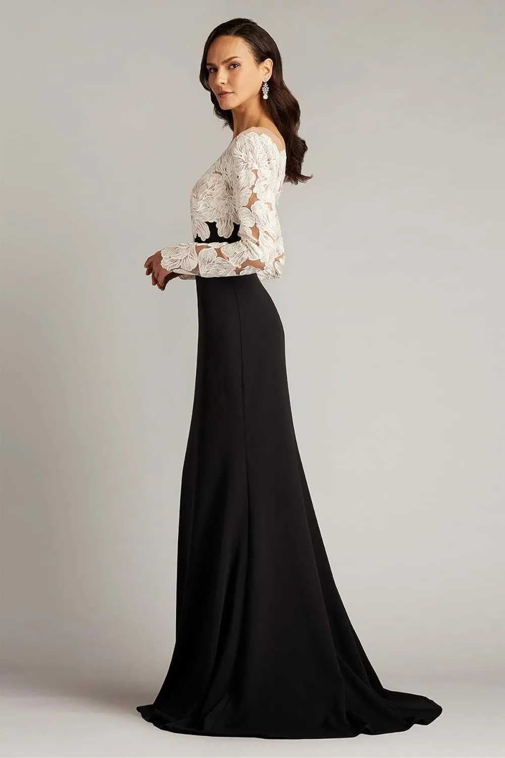 Tadashi Shoji Golie Embroidered Bodice Illusion Gown