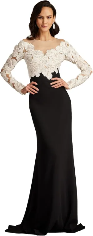 Tadashi Shoji Golie Embroidered Bodice Illusion Gown
