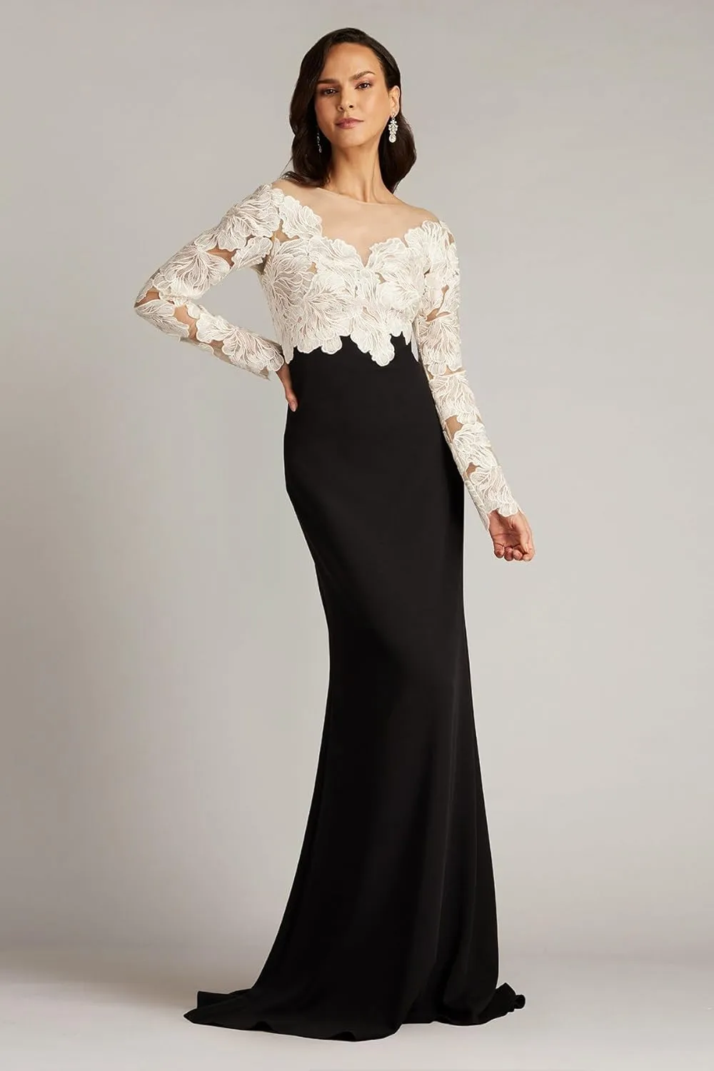 Tadashi Shoji Golie Embroidered Bodice Illusion Gown