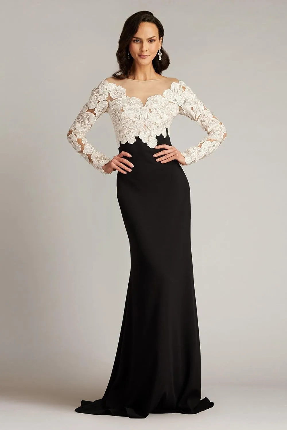 Tadashi Shoji Golie Embroidered Bodice Illusion Gown