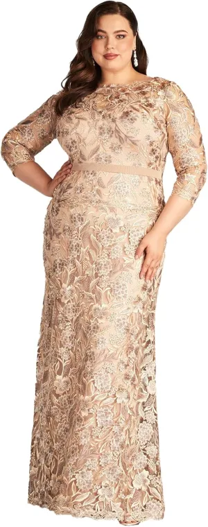 Tadashi Shoji Marcel Embroidered Illusion Gown - PLUS SIZE