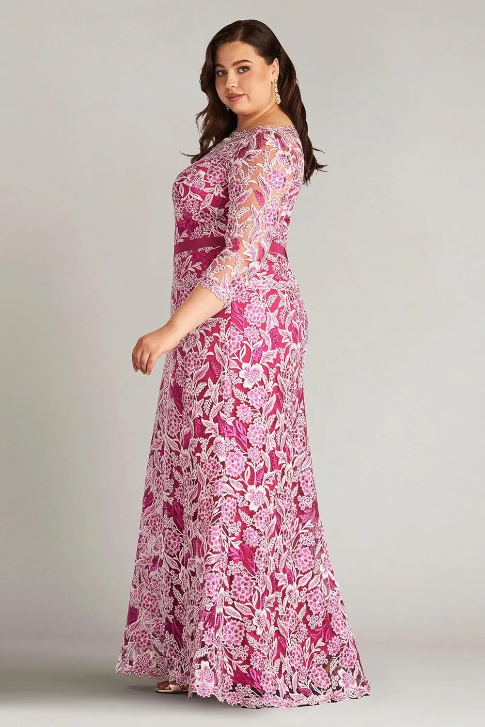 Tadashi Shoji Marcel Embroidered Illusion Gown - PLUS SIZE