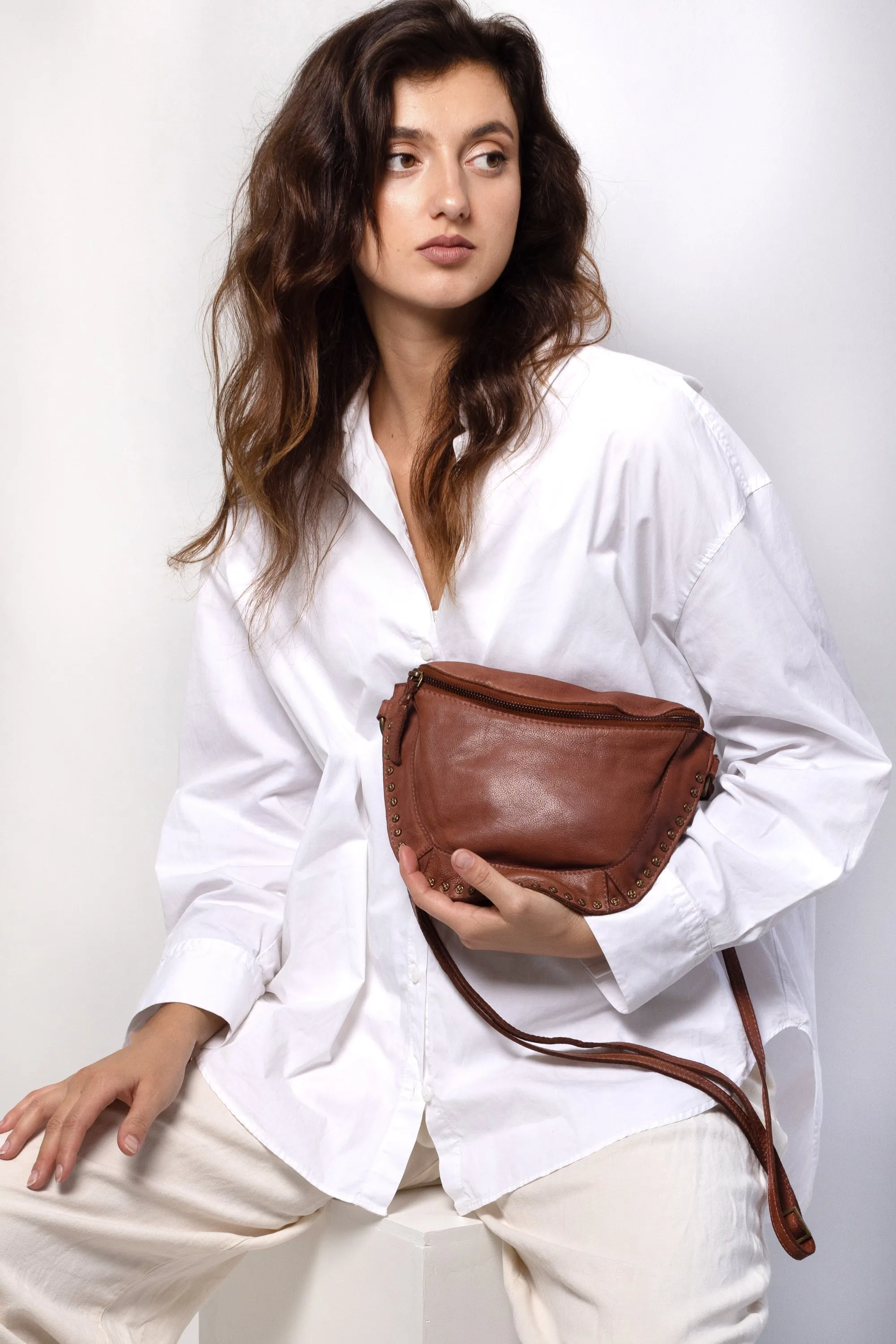Tan Half Moon Purse