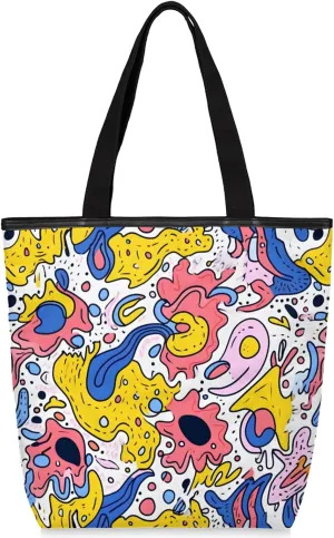 Tavisto Spacious Canvas Tote Bag for Women, Zippered Shoulder Bag with Inner Pocket Perfect for Beach, Books, Shopping