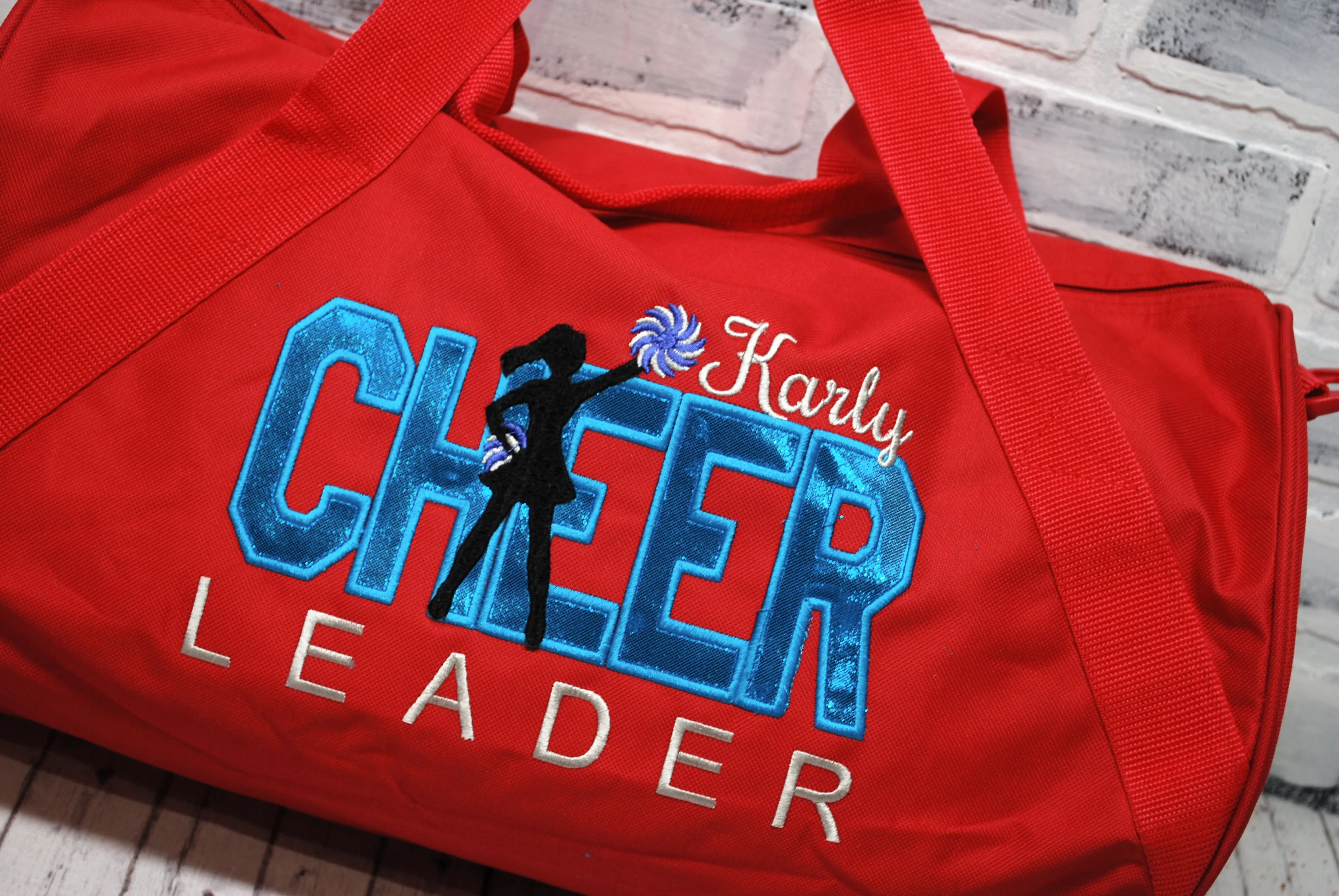 Teal Blue Shimmery Personalized Cheer Tote or Duffle Bag