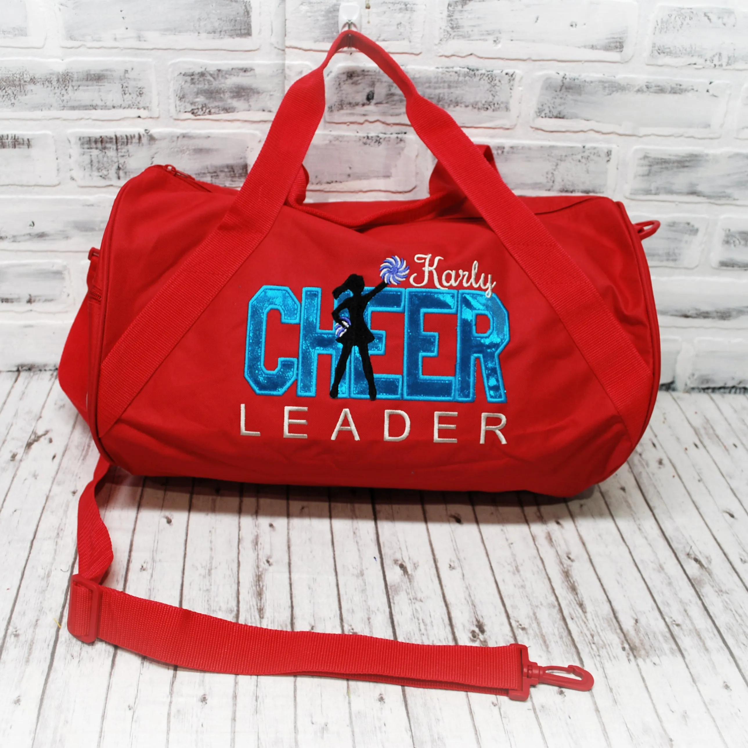 Teal Blue Shimmery Personalized Cheer Tote or Duffle Bag