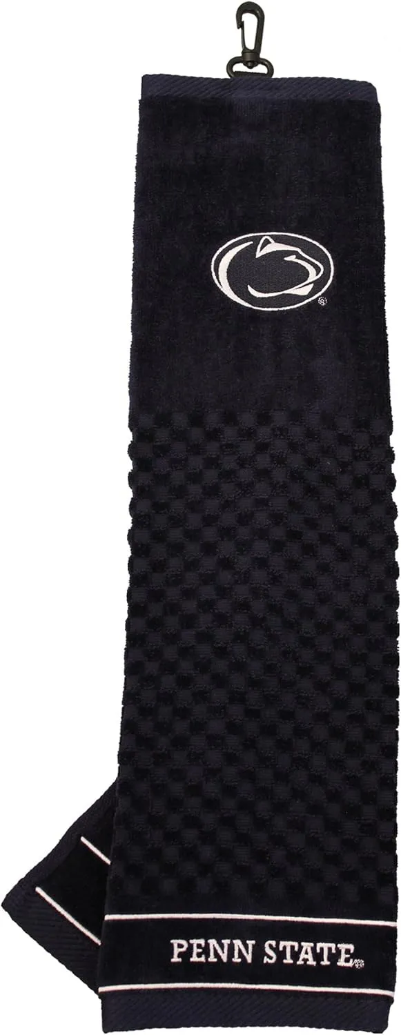 Team Golf NCAA Embroidered Golf Towel, Checkered Scrubber Design, Embroidered Logo