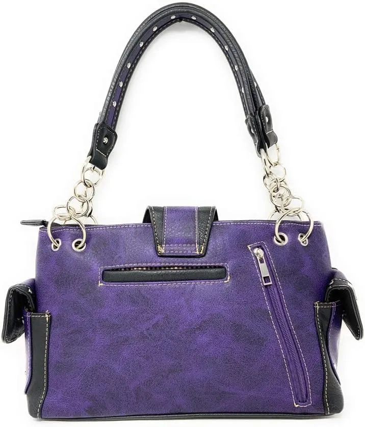 Texas West Women's Buckle Embroidery Shoulder Handbag Purse in Multi Colors