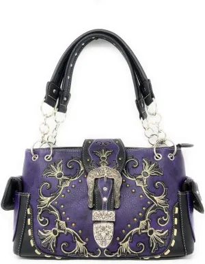 Texas West Women's Buckle Embroidery Shoulder Handbag Purse in Multi Colors