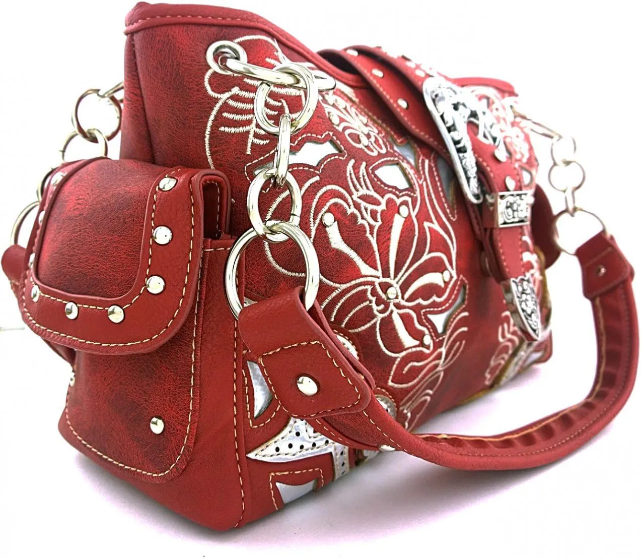 Texas West Women's Buckle Embroidery Shoulder Handbag Wallet in Multi-Color