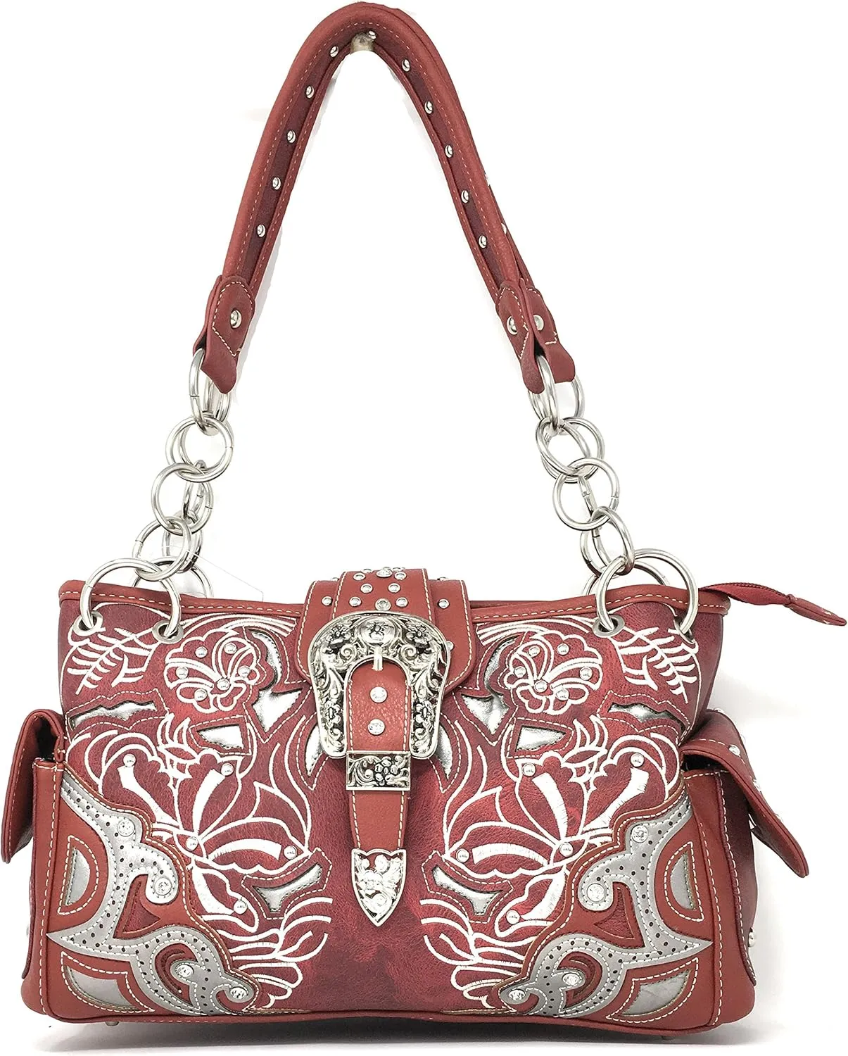 Texas West Women's Buckle Embroidery Shoulder Handbag Wallet in Multi-Color