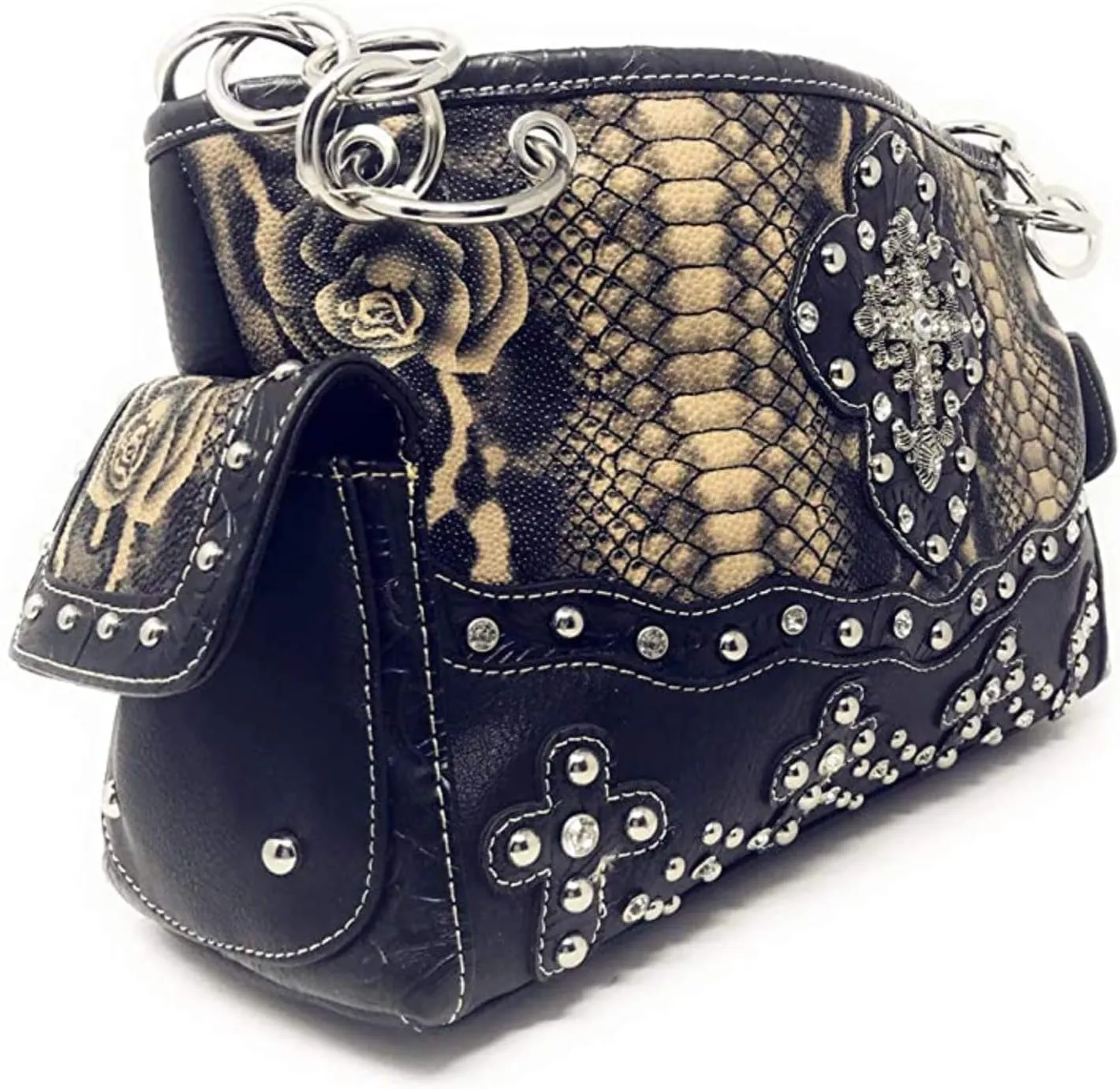 Texas West Women's Cross Flower Shoulder Handbag Purse in 3 Colors