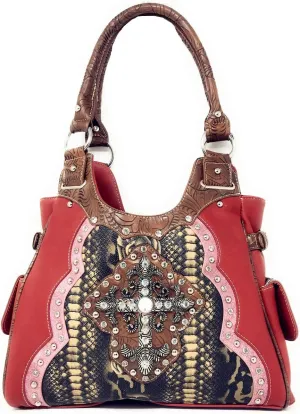 Texas West Women's Cross Flower Shoulder Handbag Purse in 3 Colors