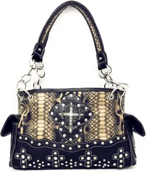 Texas West Women's Cross Flower Shoulder Handbag Purse in 3 Colors