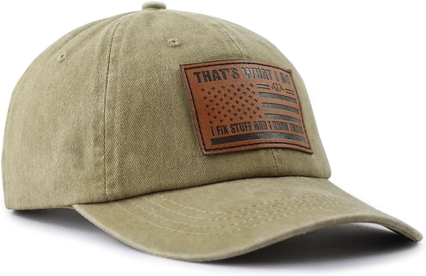 That's What I Do I Fix Stuff and I Know Things Hat for Men, Adjustable Cotton Leather Patch Papa Baseball Cap