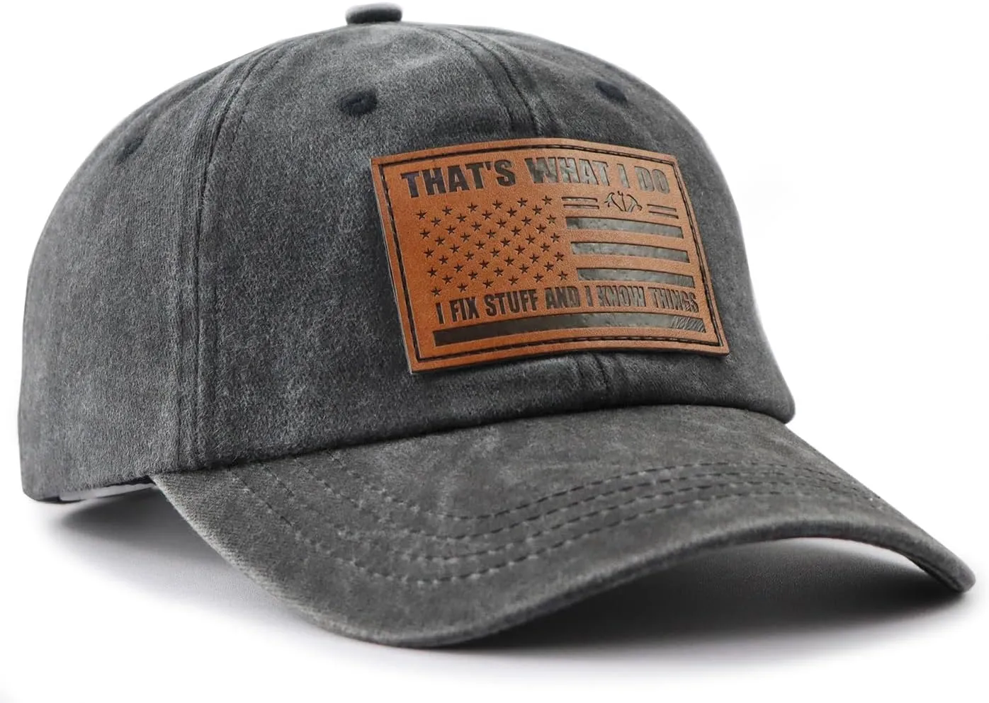 That's What I Do I Fix Stuff and I Know Things Hat for Men, Adjustable Cotton Leather Patch Papa Baseball Cap