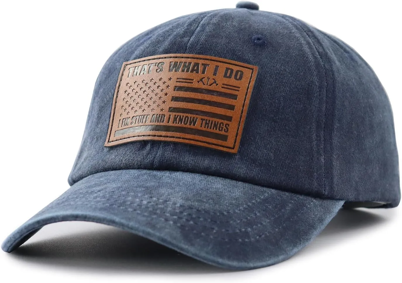 That's What I Do I Fix Stuff and I Know Things Hat for Men, Adjustable Cotton Leather Patch Papa Baseball Cap