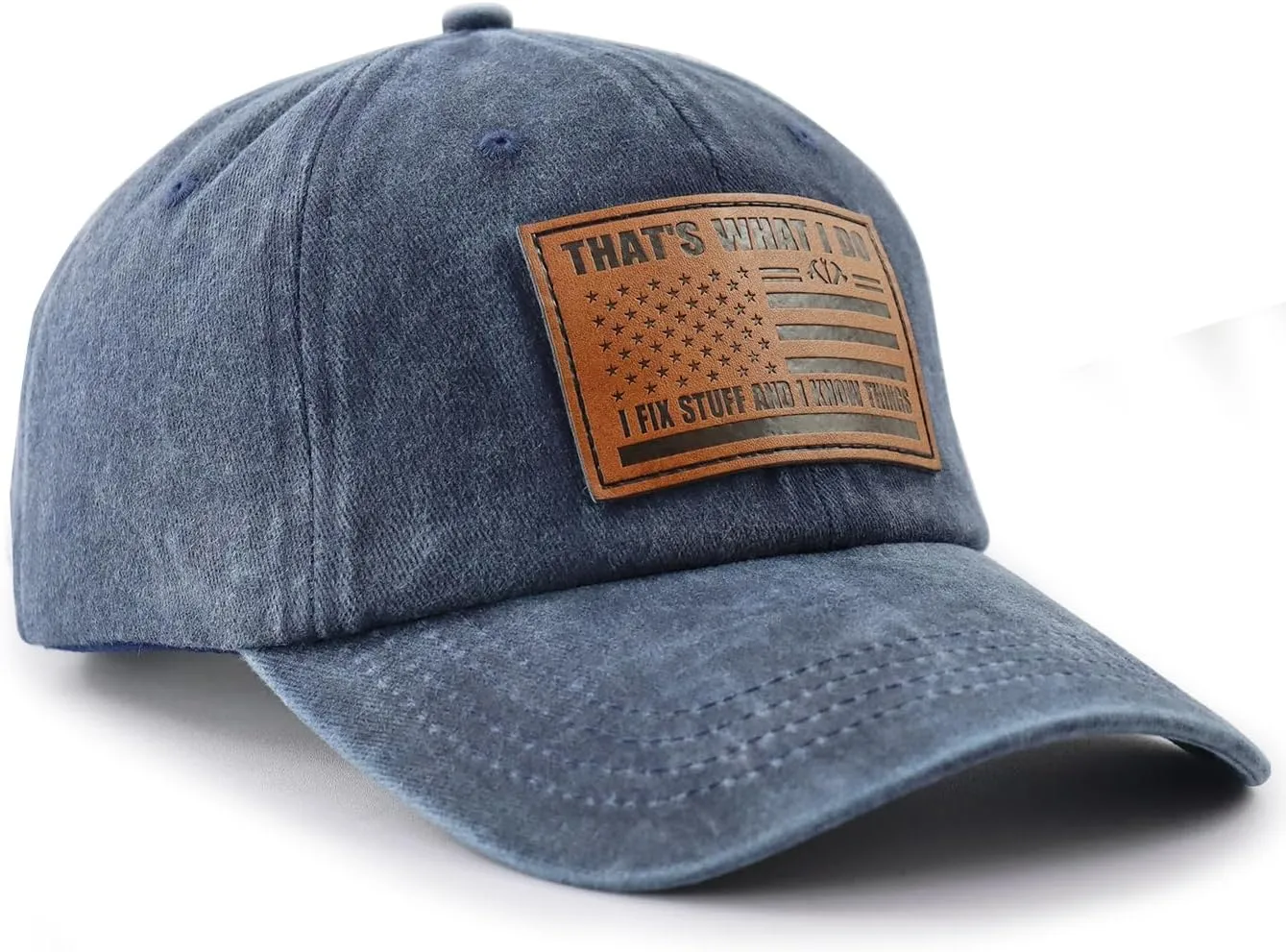 That's What I Do I Fix Stuff and I Know Things Hat for Men, Adjustable Cotton Leather Patch Papa Baseball Cap