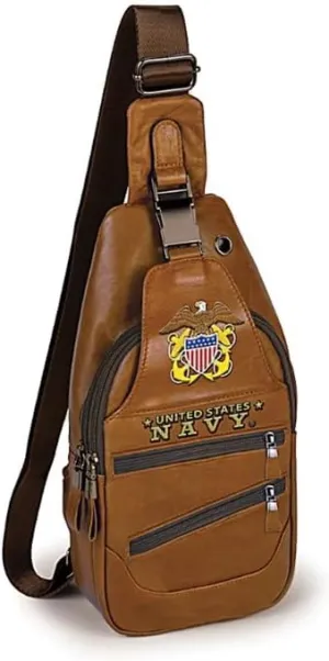 The Bradford Exchange Navy Faux Leather Crossbody Sling Bag With Embroidered Patch