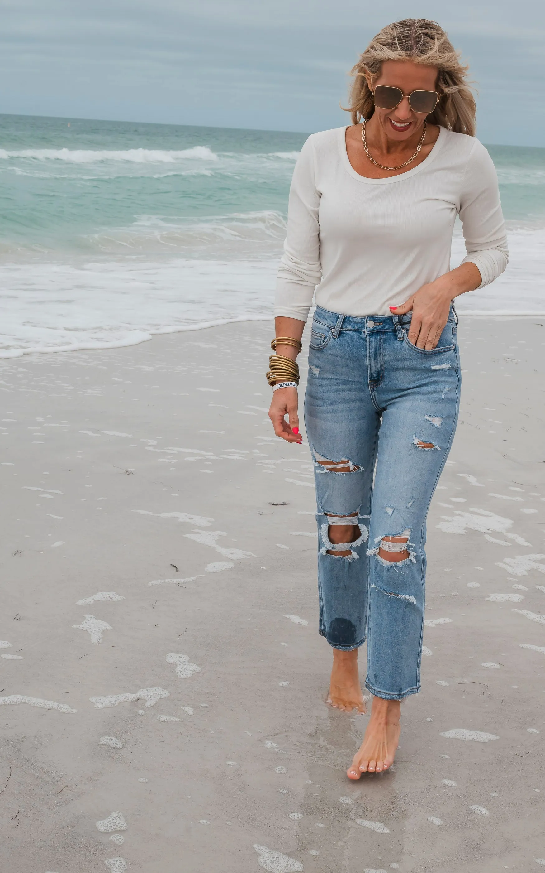 The Holy Grail Boyfriend Distressed Denim Jean | Mica Collab w/ Bad Habit* - Final Sale