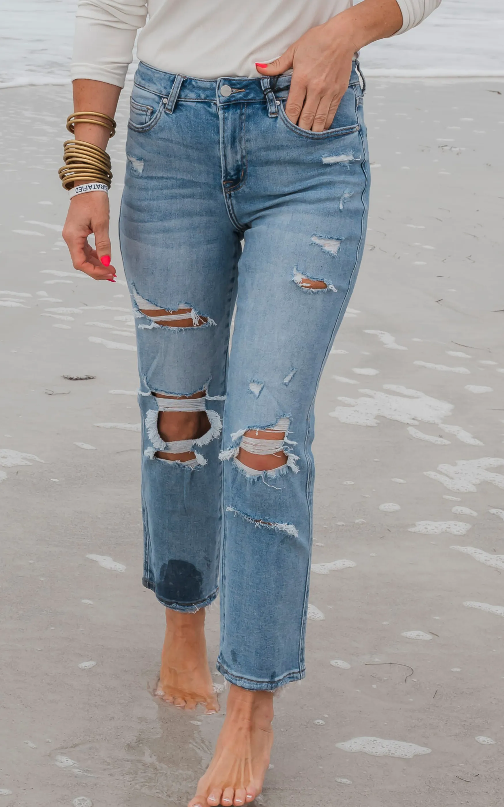 The Holy Grail Boyfriend Distressed Denim Jean | Mica Collab w/ Bad Habit* - Final Sale