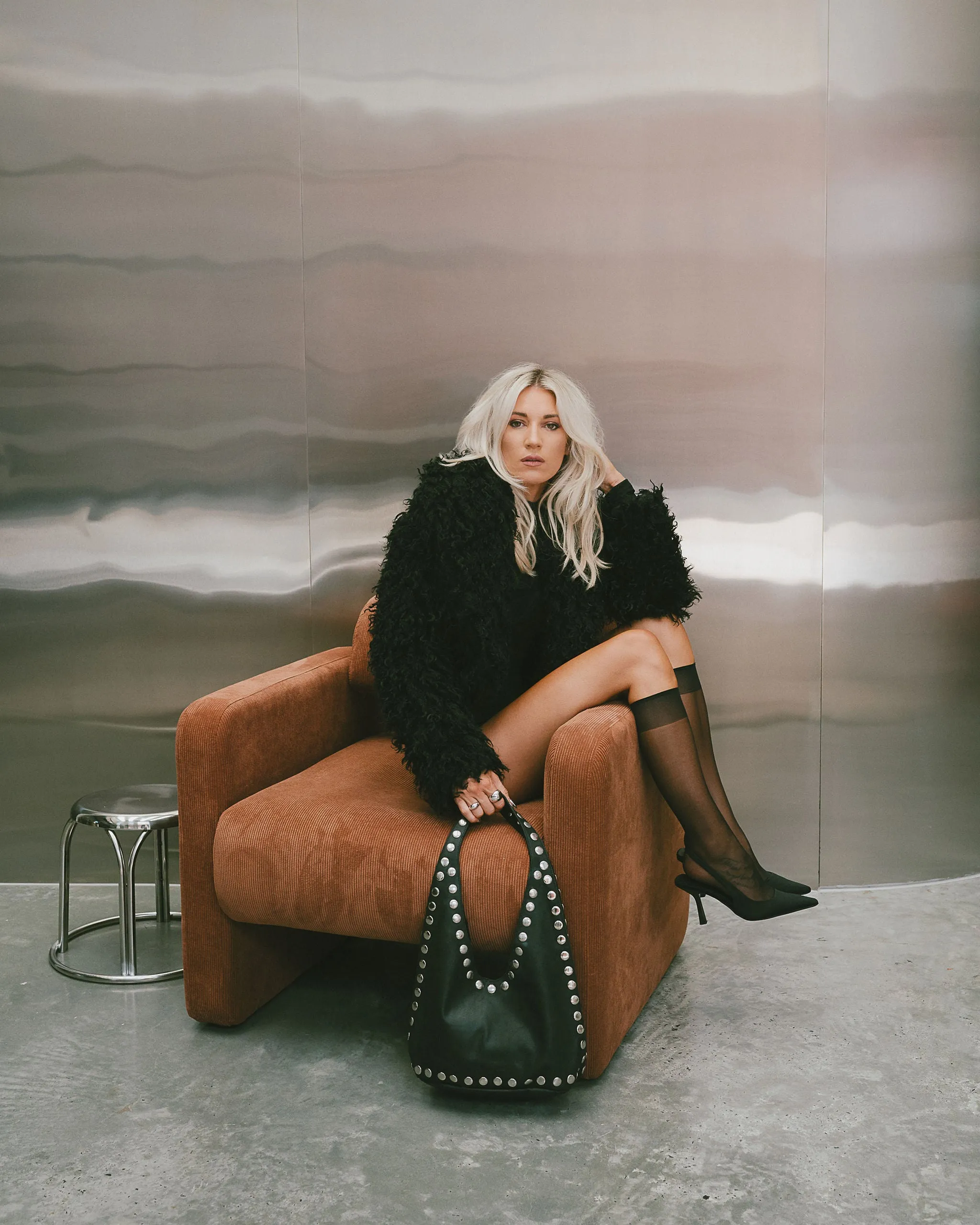 The Kate Studded Slouch Bag In Black