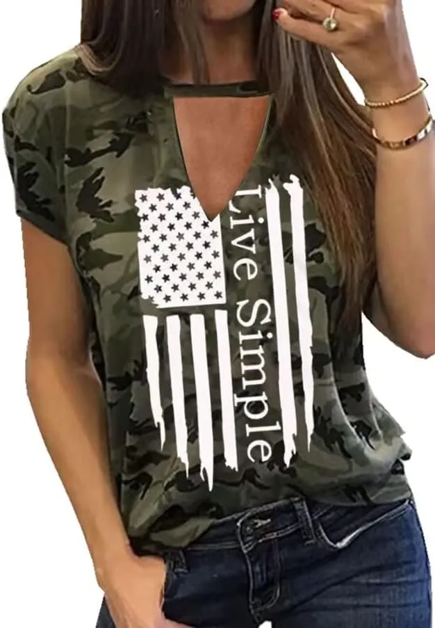 Thin Blue Line American Flag Shirt Women Patriotic Shirt Distressed Stars Stripes Graphic 4th of July Tshirt USA Flag Tops