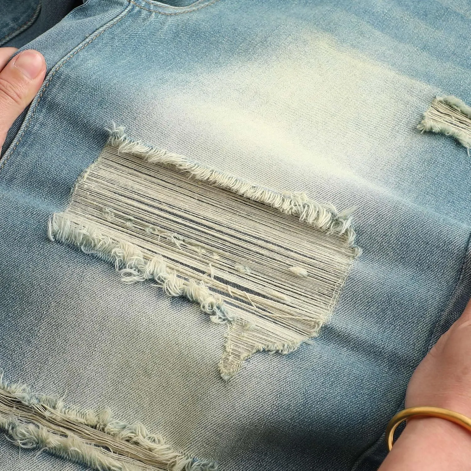 THUNDER STAR Womens High Waisted Wide Leg Jeans Stretchy Distressed Denim Pants