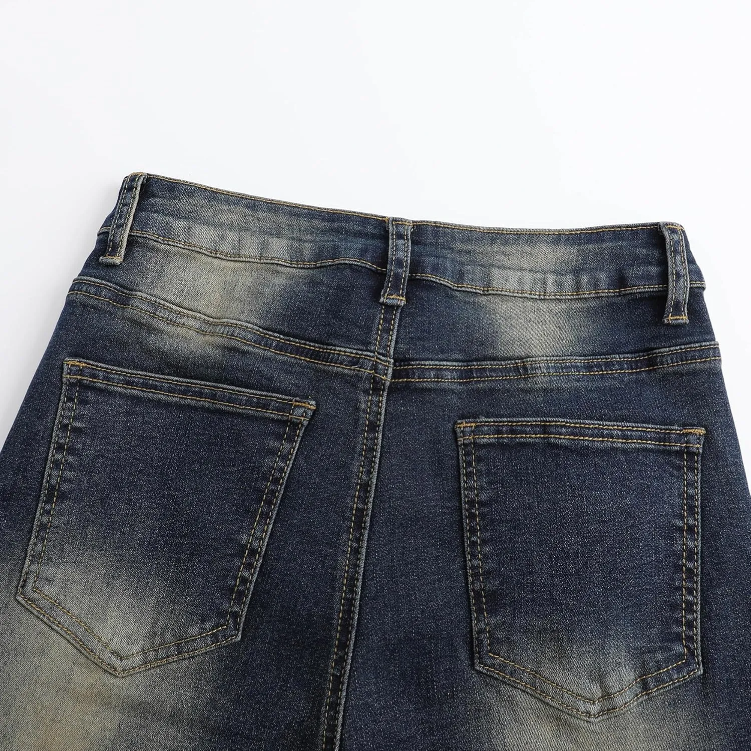 THUNDER STAR Womens High Waisted Wide Leg Jeans Stretchy Distressed Denim Pants