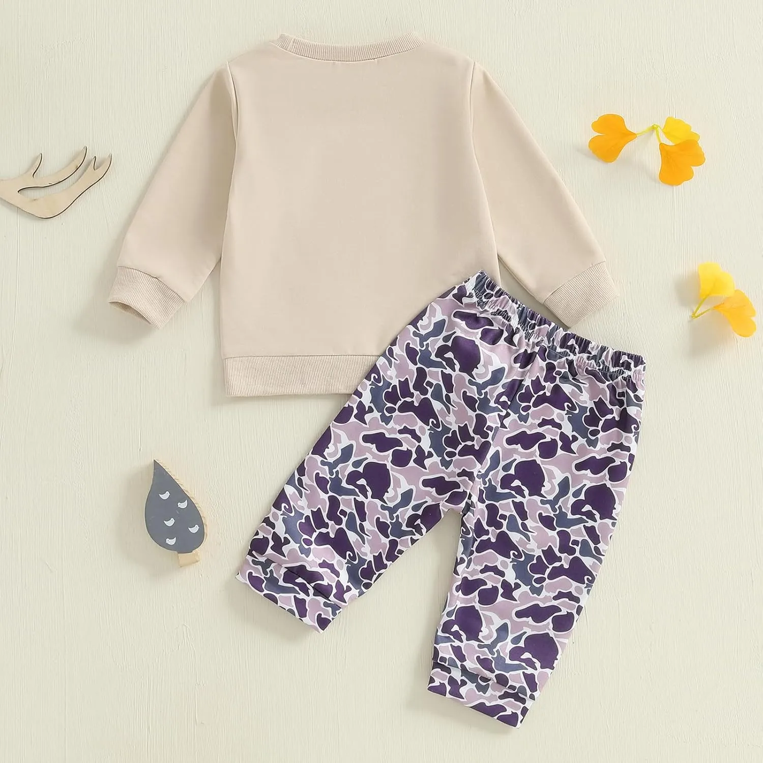 Toddler Boy Fall Winter Clothes Baby Camo Outfits Retro Duck Embroidery Hunting Sweatshirts   Camouflage Pants Set
