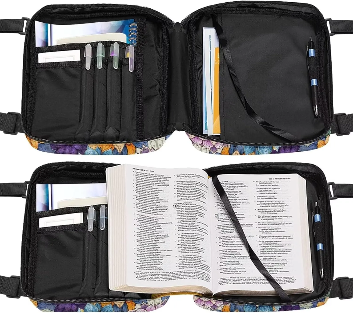 TODIYADDU Bible Covers for Women Men Large Size Bible Carrying Case for Church School Portable Bible Bag for Book Pens Gifts