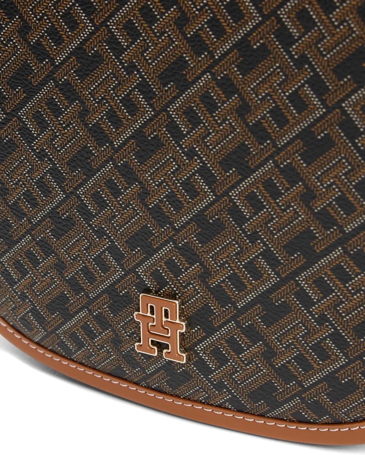 Tommy Hilfiger Monogram Leather Saddle Bag with Adjustable Crossbody Strap