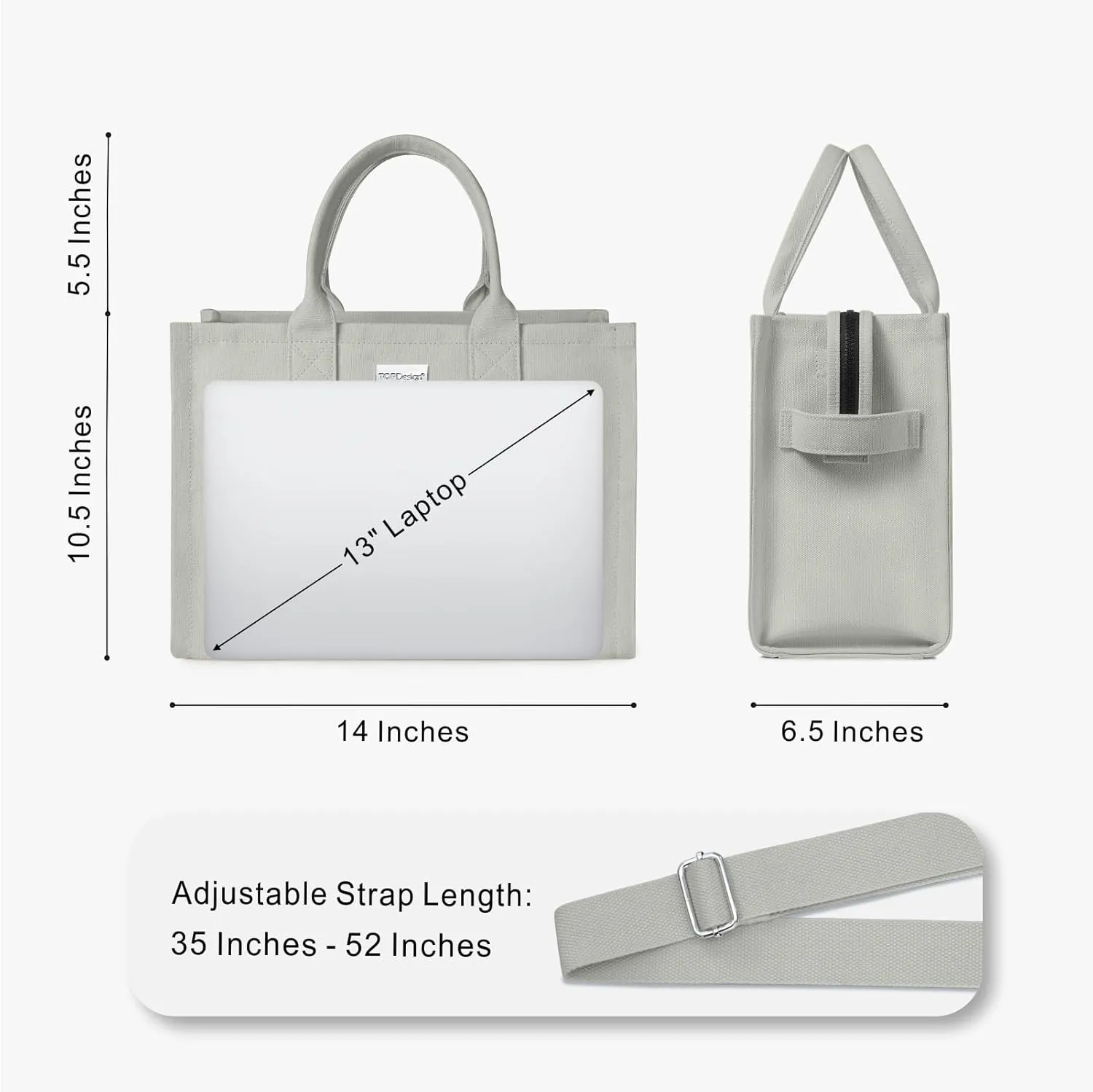 TOPDesign Heavy-Duty Canvas Tote Bag for Women, Adjustable Crossbody Handbag with 6 Pockets, Everything Tote