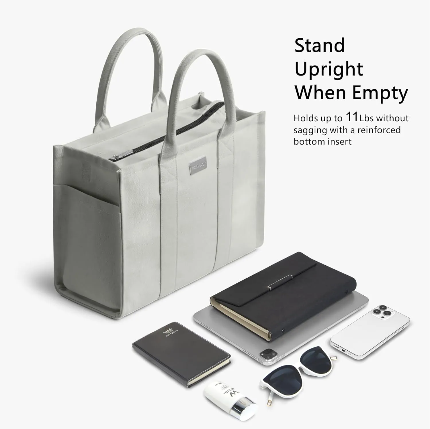 TOPDesign Heavy-Duty Canvas Tote Bag for Women, Adjustable Crossbody Handbag with 6 Pockets, Everything Tote