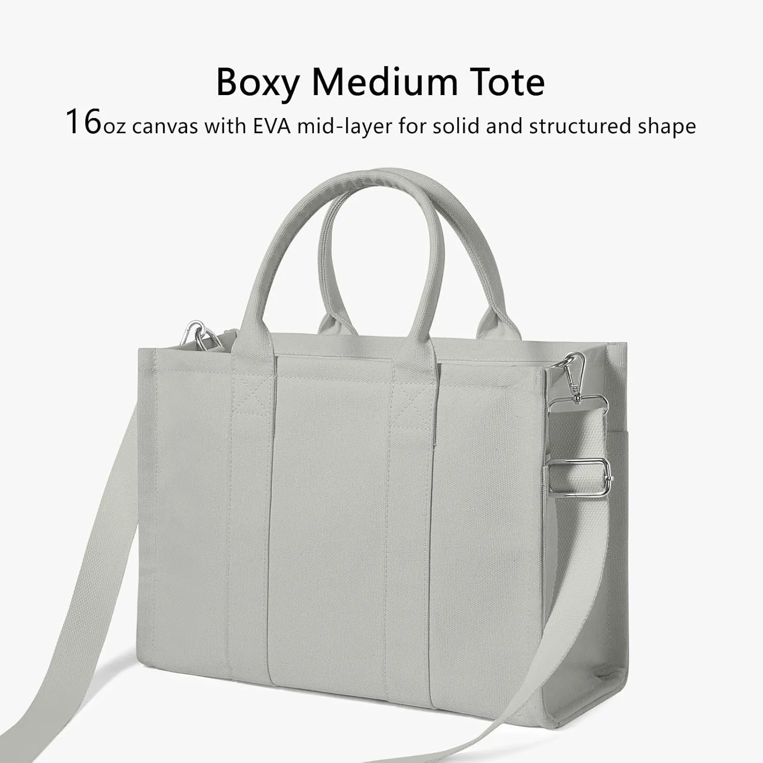 TOPDesign Heavy-Duty Canvas Tote Bag for Women, Adjustable Crossbody Handbag with 6 Pockets, Everything Tote