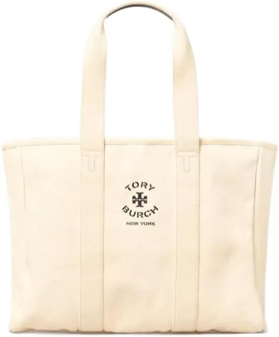 Tory Burch 156529 Canvas Off White/Blue Women's Small Tote Bag