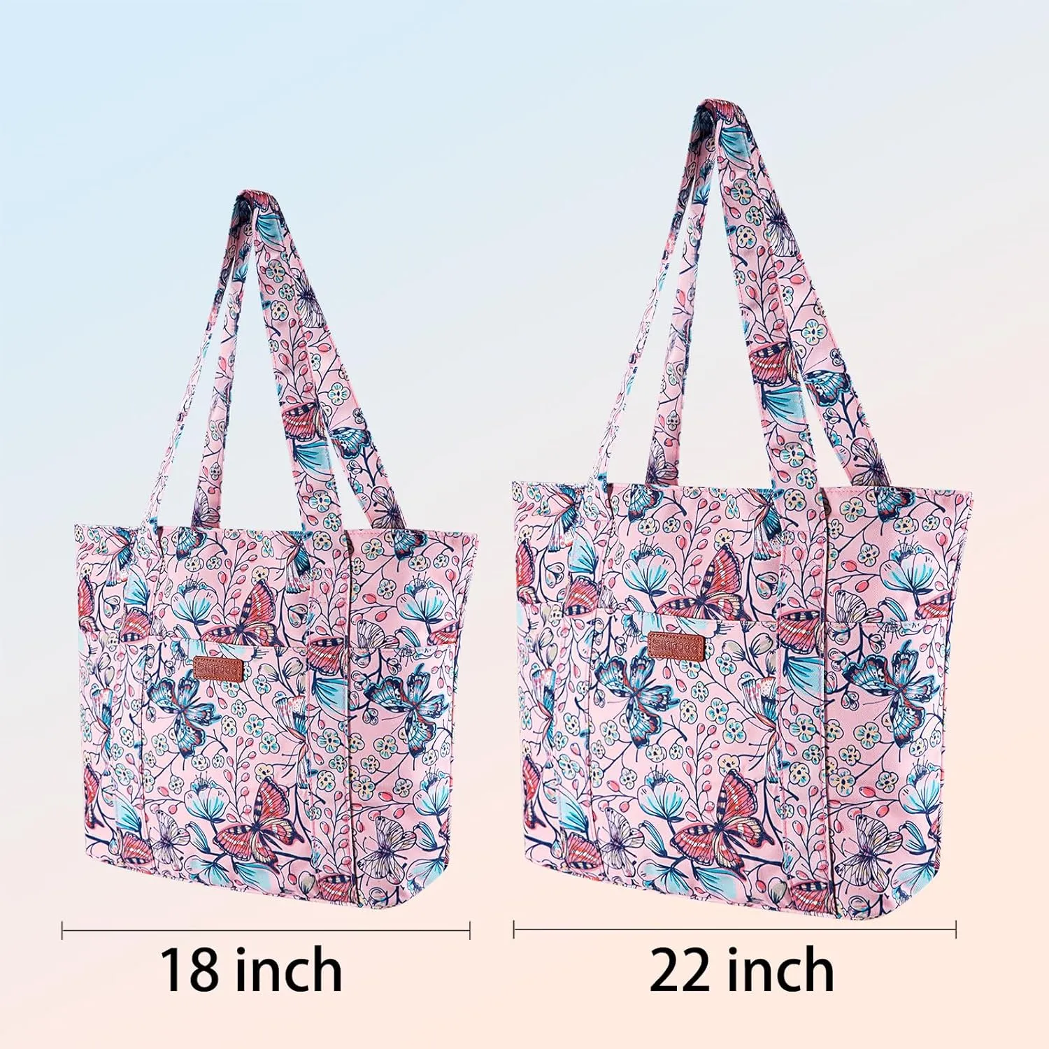 Tote Bag for Women, Canvas Large Tote Bag with Zipper Lightweight Shoulder Bag Top Handle Handbag for Travel Work