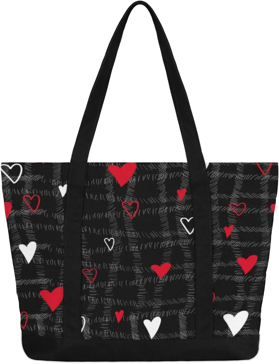 Tote Bag for Women Canvas Shoulder Bag Large Casual Handbag Lightweight Tote Bag with Zipper for Work Travel Shopping
