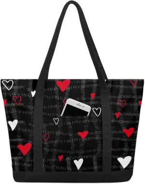 Tote Bag for Women Canvas Shoulder Bag Large Casual Handbag Lightweight Tote Bag with Zipper for Work Travel Shopping