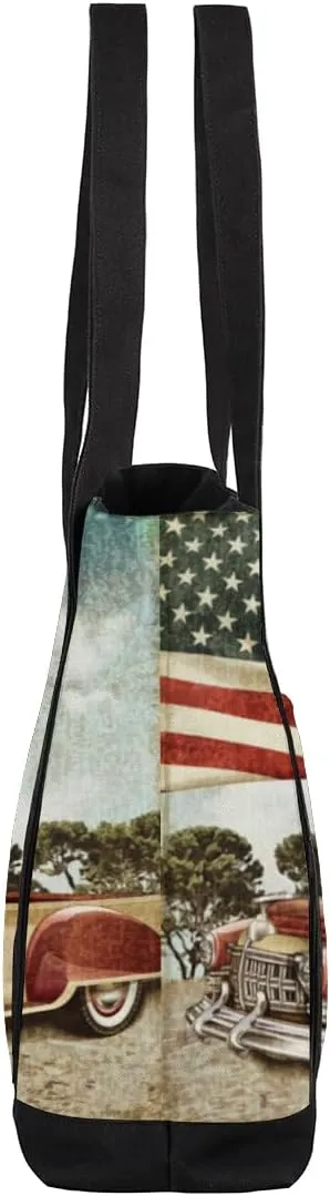 Tote Bag for Women Canvas Shoulder Bag Large Casual Handbag Lightweight Tote Bag with Zipper for Work Travel Shopping