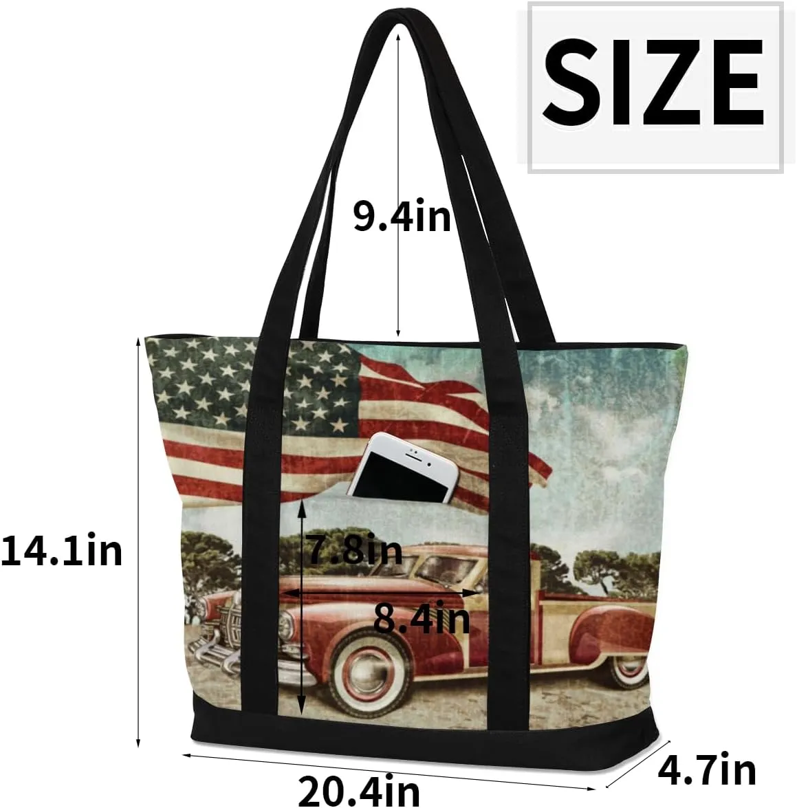 Tote Bag for Women Canvas Shoulder Bag Large Casual Handbag Lightweight Tote Bag with Zipper for Work Travel Shopping