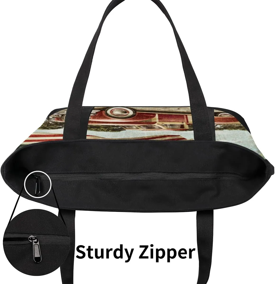 Tote Bag for Women Canvas Shoulder Bag Large Casual Handbag Lightweight Tote Bag with Zipper for Work Travel Shopping