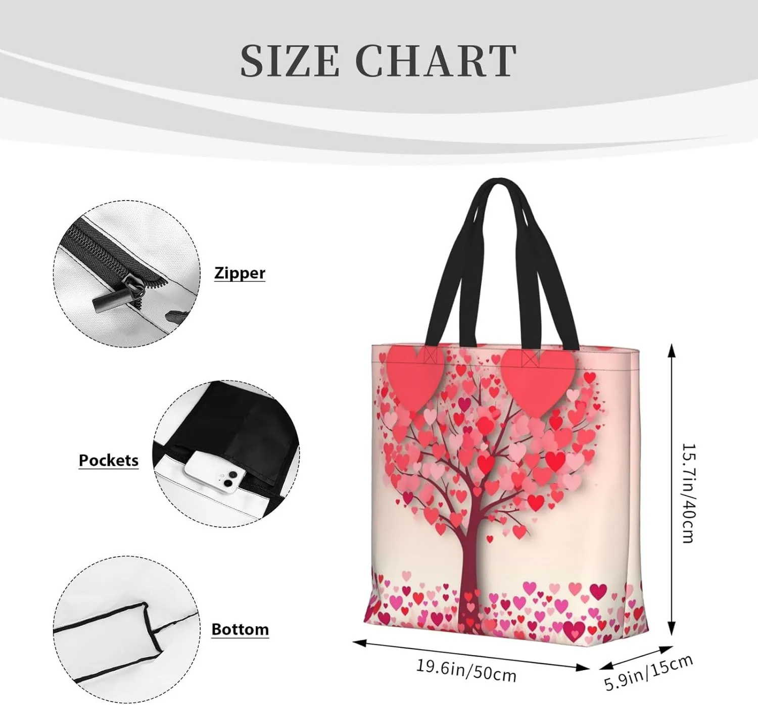 Tote Bag for Women Cute Turquoise Shoulder Bag with Zipper Handbag Large Capacity Reusable Grocery Bag