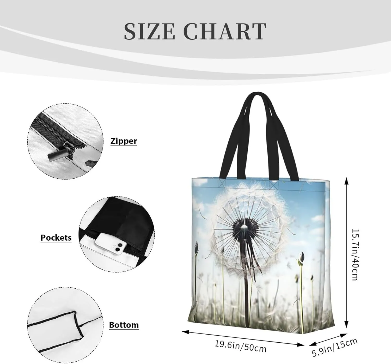 Tote Bag for Women Dolphin at dusk Shoulder Bag with Zipper Handbag Large Capacity Reusable Grocery Bag